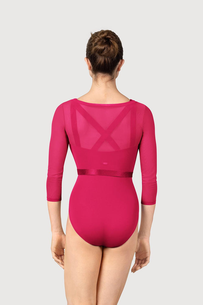  ZM57064 - Mirella 3/4 Sleeve Cropped Womens Mesh Top in  colour
